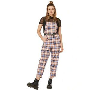 Dangerfield Amalthea Overalls US Womens Sz 8 Tartan Flannel Plaid Punk Retro 90s